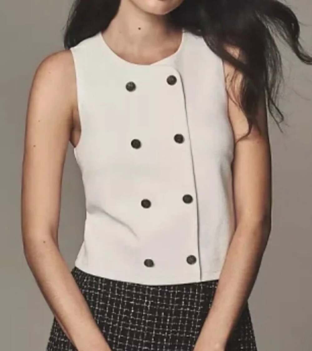 Anthropologie Dolan Left Coast Structured Vest Pullover White Cotton Size Medium